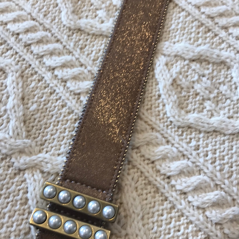 Kathy Van Zeeland pearl topaz vegan Belt Medium - Picture 2 of 8